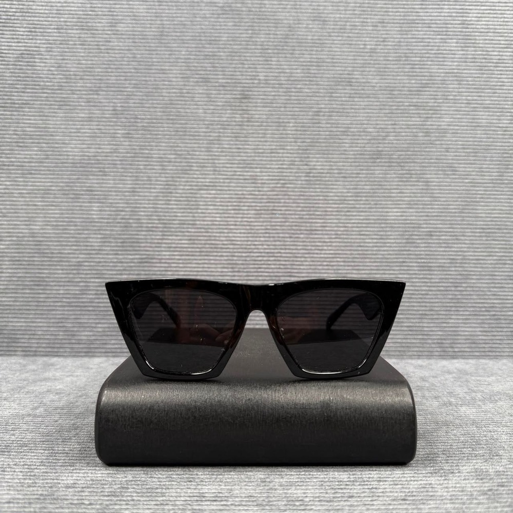 Black Angular Cat Eye Y2k Sunglasses MS51801 51-18-142 C1 Bold Acetate Frames